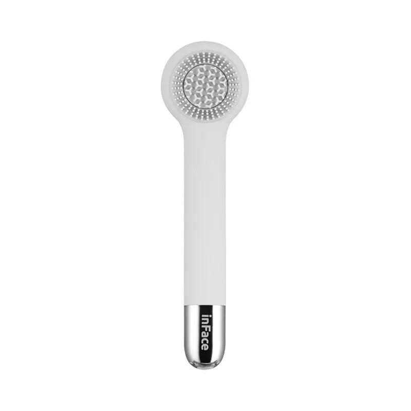 Grey and pink automatic electric shower brush with four rotating heads for back cleansing