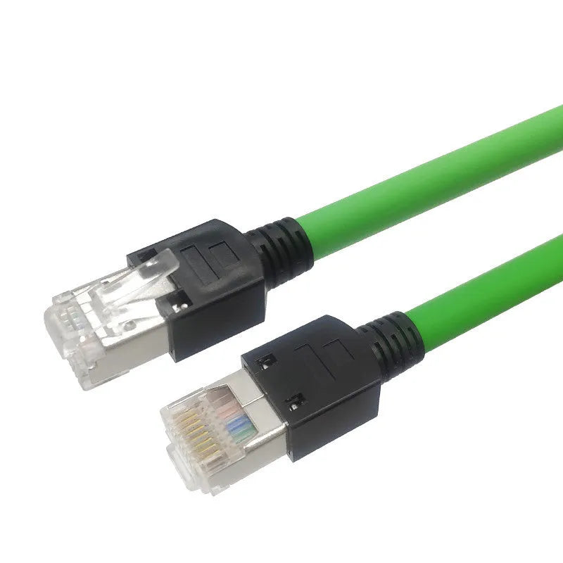 Industrial Cat6 shielded network cable for PROFINET EtherCAT, PVC, 26AWG, 6.9mm, in light green, sky blue, or black.