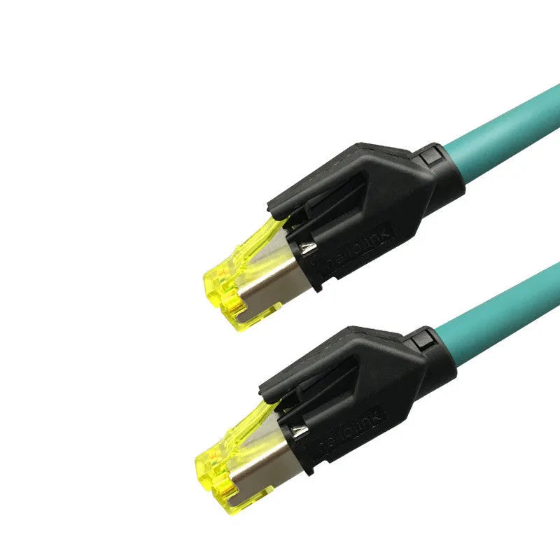 Industrial Cat6 shielded network cable for PROFINET EtherCAT, PVC, 26AWG, 6.9mm, in light green, sky blue, or black.