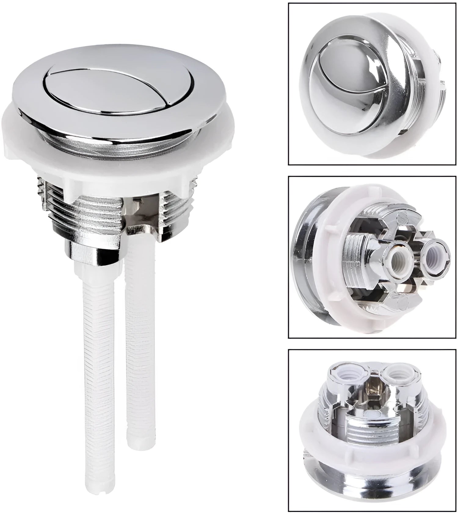 38mm round white double flush button for one-piece toilet tank made from ABS plastic