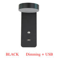 Square LED wall lamp with rotating head and dimming control in black or white finish