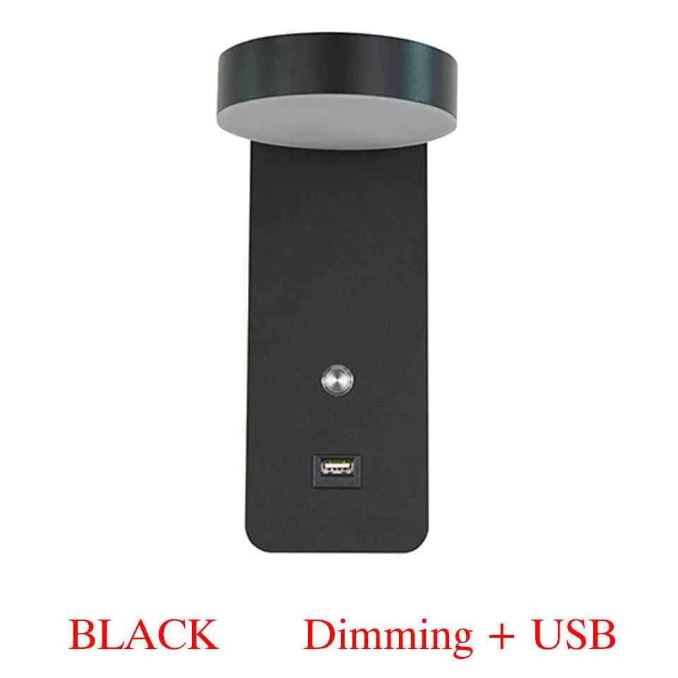 Square LED wall lamp with rotating head and dimming control in black or white finish