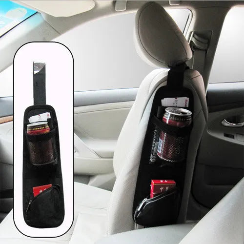 Car seat back side pocket storage bag in Oxford cloth, 2L hanging organiser with cup holder for phone and sundries