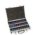 Woodworking cutter set with 35 pieces showing side cutter design and handle size options