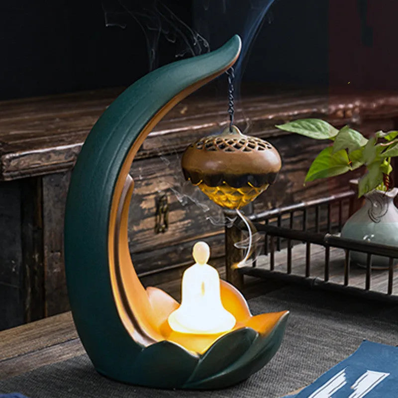 Ceramic creative backflow aroma diffuser decoration Buddha statue figure ornament pottery
