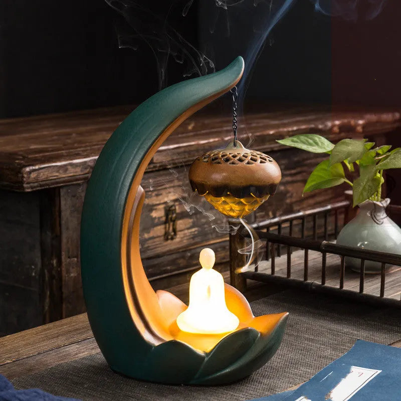 Ceramic creative backflow aroma diffuser decoration Buddha statue figure ornament pottery
