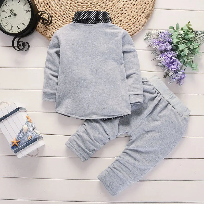 Toddler boys casual printed suit set jacket and trousers childrens clothing