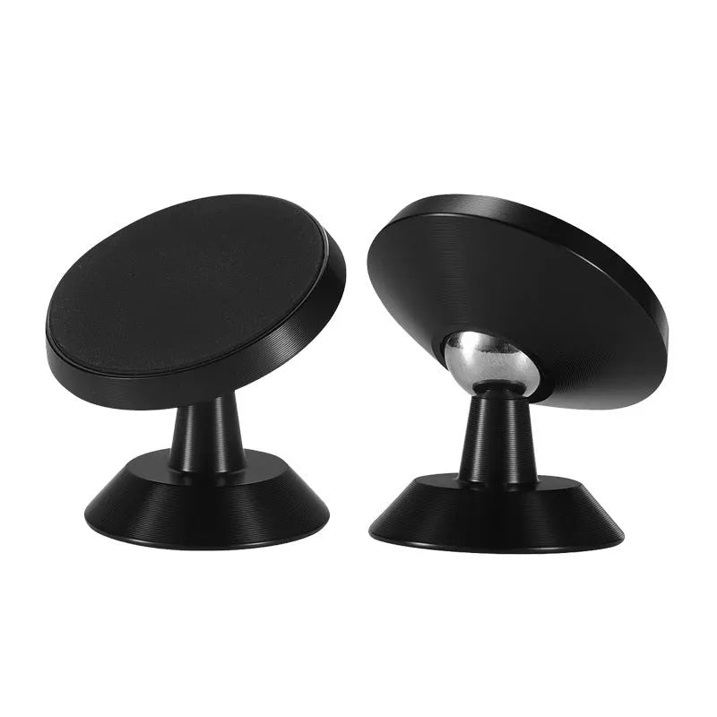 Universal magnetic car phone holder with circular base in black, silver, and gold colour options