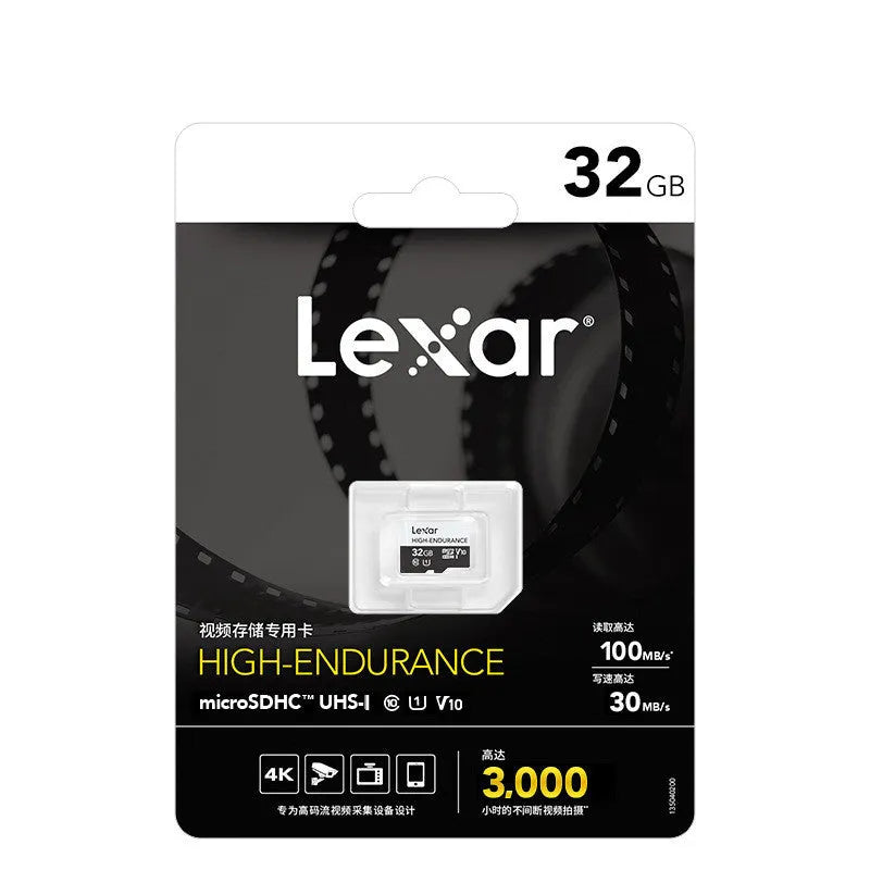 High speed 128GB TF memory card in black and white for dash cam and security camera use