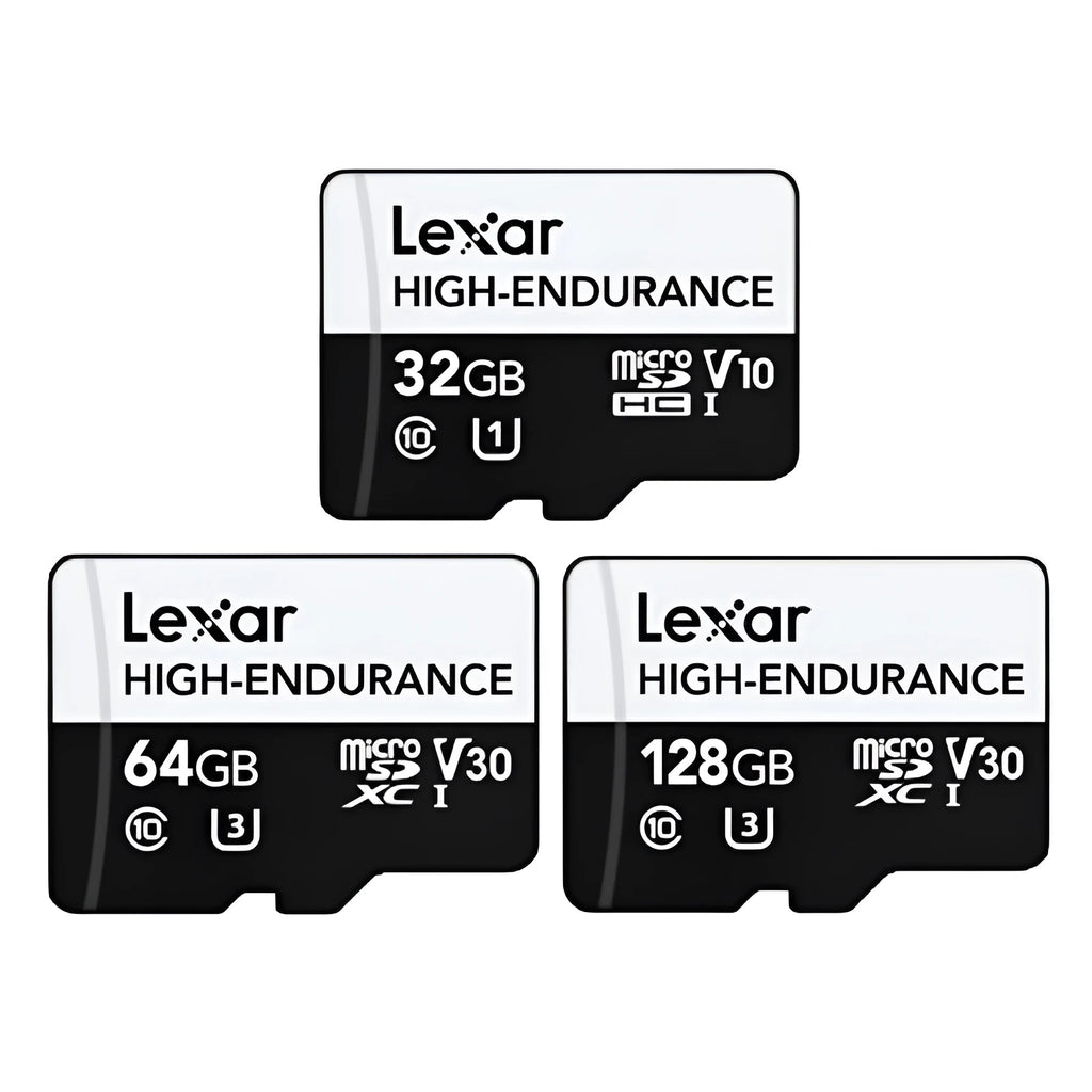 High speed 128GB TF memory card in black and white for dash cam and security camera use