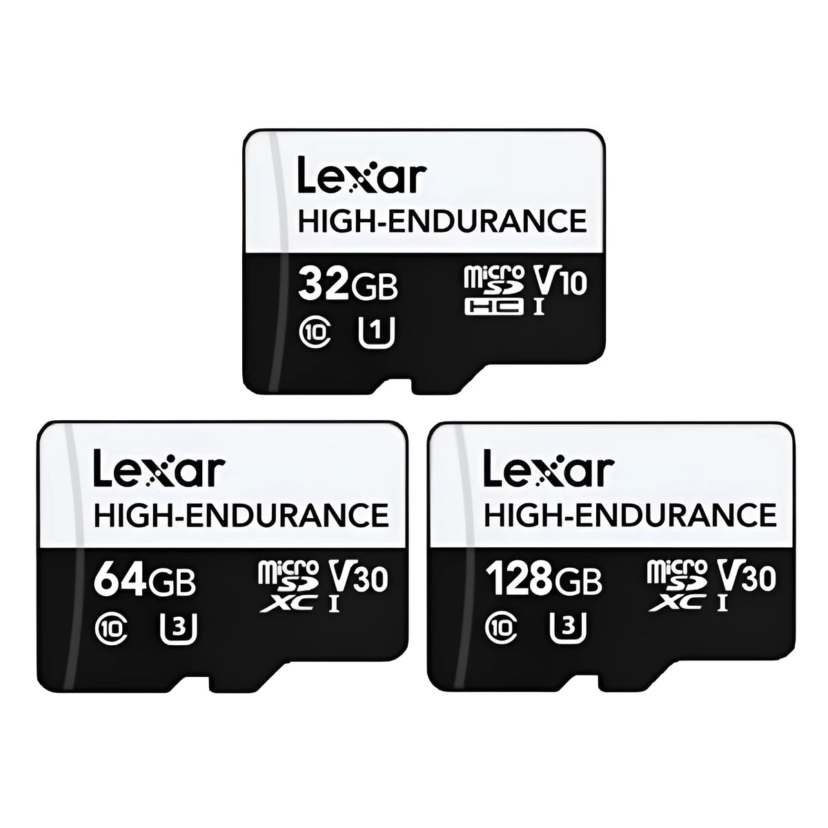 High speed 128GB TF memory card in black and white for dash cam and security camera use
