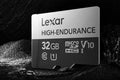 High speed 128GB TF memory card in black and white for dash cam and security camera use