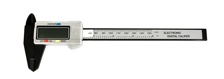 Silver metal casing electronic digital depth vernier caliper 0-150mm with LCD display on white background