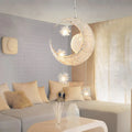 Aluminium wire star moon chandelier with zinc alloy and iron construction, 250mm diameter