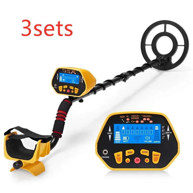 GC1028 black and yellow professional metal detector with LCD display and adjustable pole.