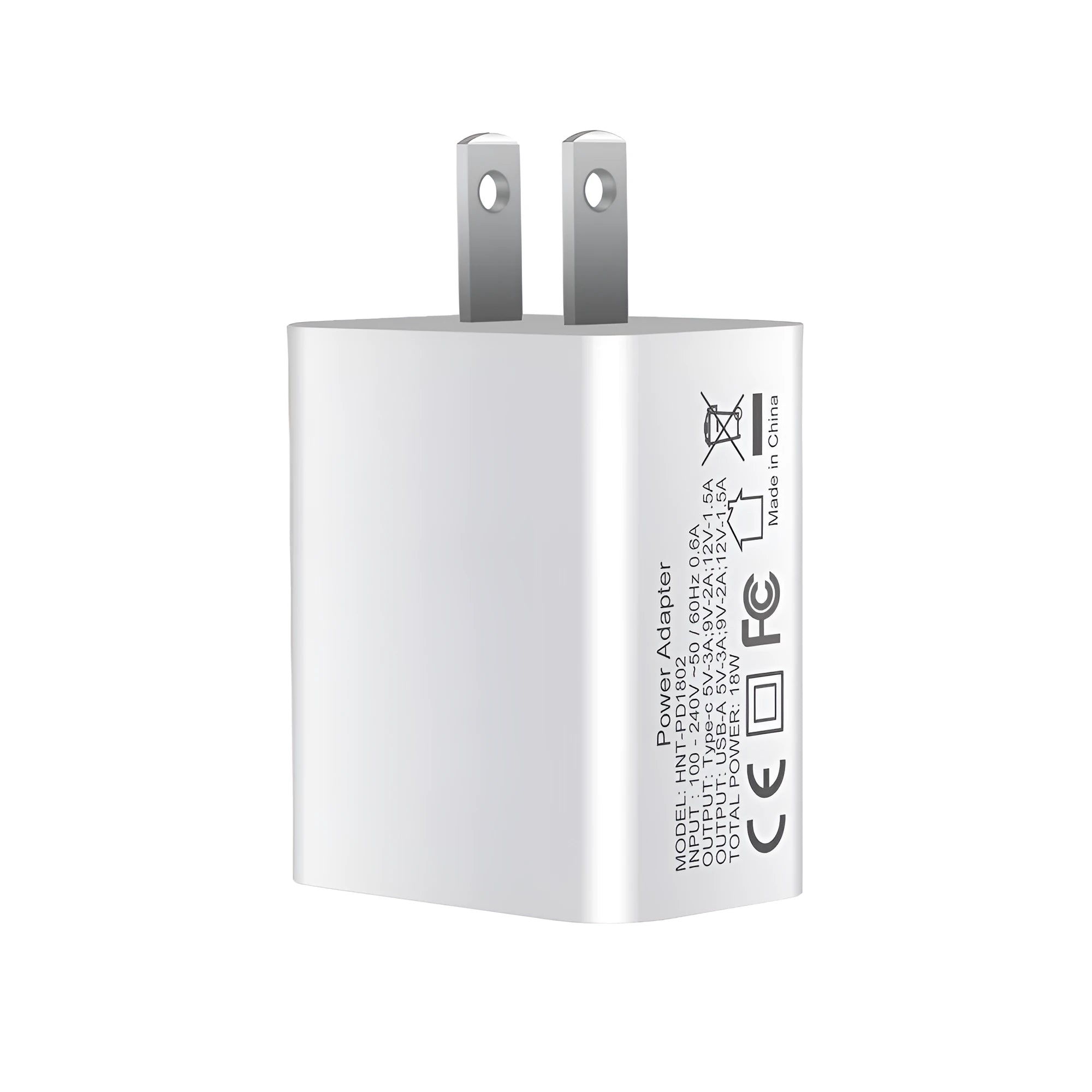 White 18W USB Type-C fast charging plug with dual ports for Apple iPhone 12 phones
