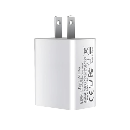 White 18W USB Type-C fast charging plug with dual ports for Apple iPhone 12 phones