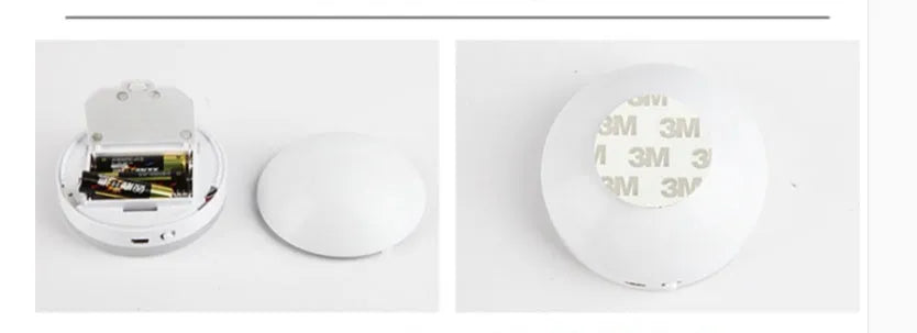 A pair of compact wireless LED lights with motion sensor for cabinets and hallways.
