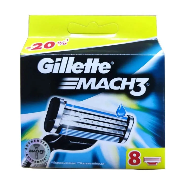 Gillette Front Speed 3 blue manual razor and pack of 8 replacement blade cartridges.