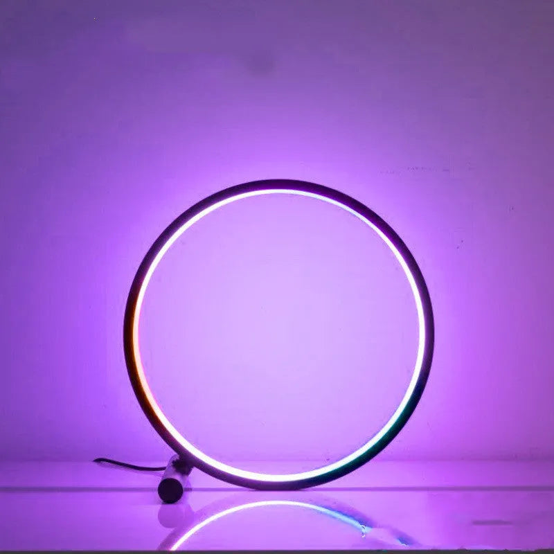 Nordic simple USB table lamp with RGB atmosphere, metal holder, in black colour