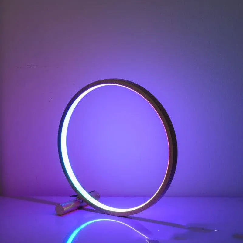 Nordic simple USB table lamp with RGB atmosphere, metal holder, in black colour