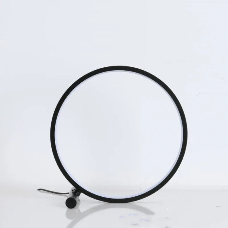Nordic simple USB table lamp with RGB atmosphere, metal holder, in black colour