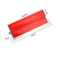 Red 40cm long levelling scraper tool for putty scraping and wallpaper work