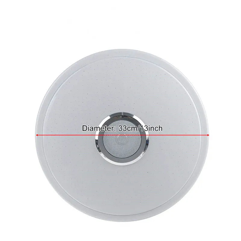 Tuya WiFi smart ceiling light with round acrylic shade in high-side silver finish, 33cm diameter, for living room or bedroom