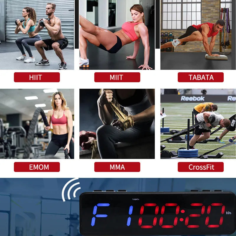 Fitness exercise timer with magnetic suction mount and 1-inch plastic display showing seconds