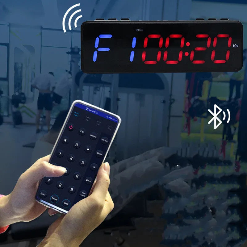 Fitness exercise timer with magnetic suction mount and 1-inch plastic display showing seconds