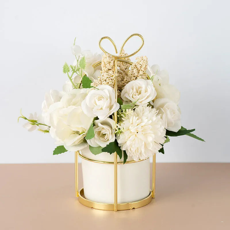 Small simulation potted plant fake flower ornament for living room and tea table decoration