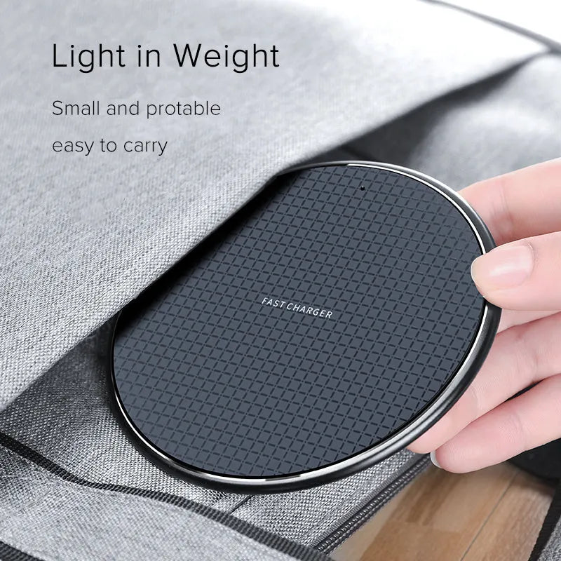 Circular aluminium alloy wireless charging pad with Micro USB cable and Qi receiver