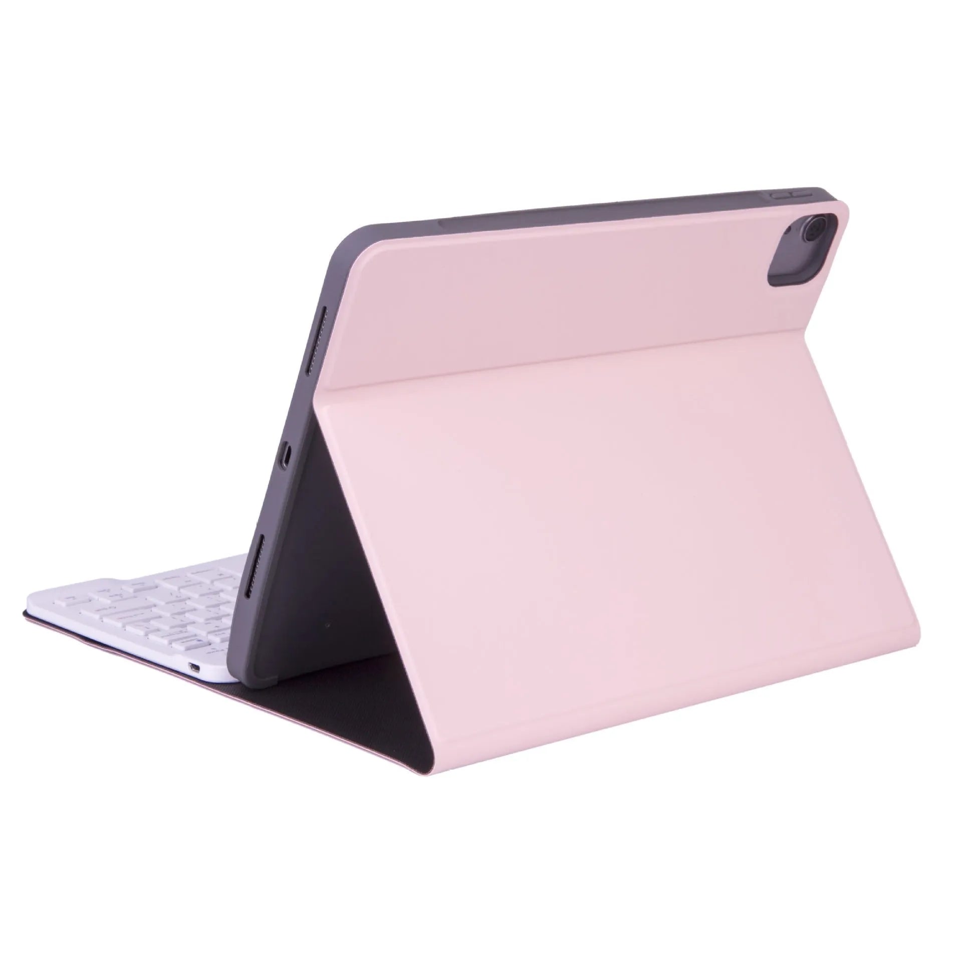 Wireless Bluetooth mechanical keyboard with split leather protective case in compact 60% layout