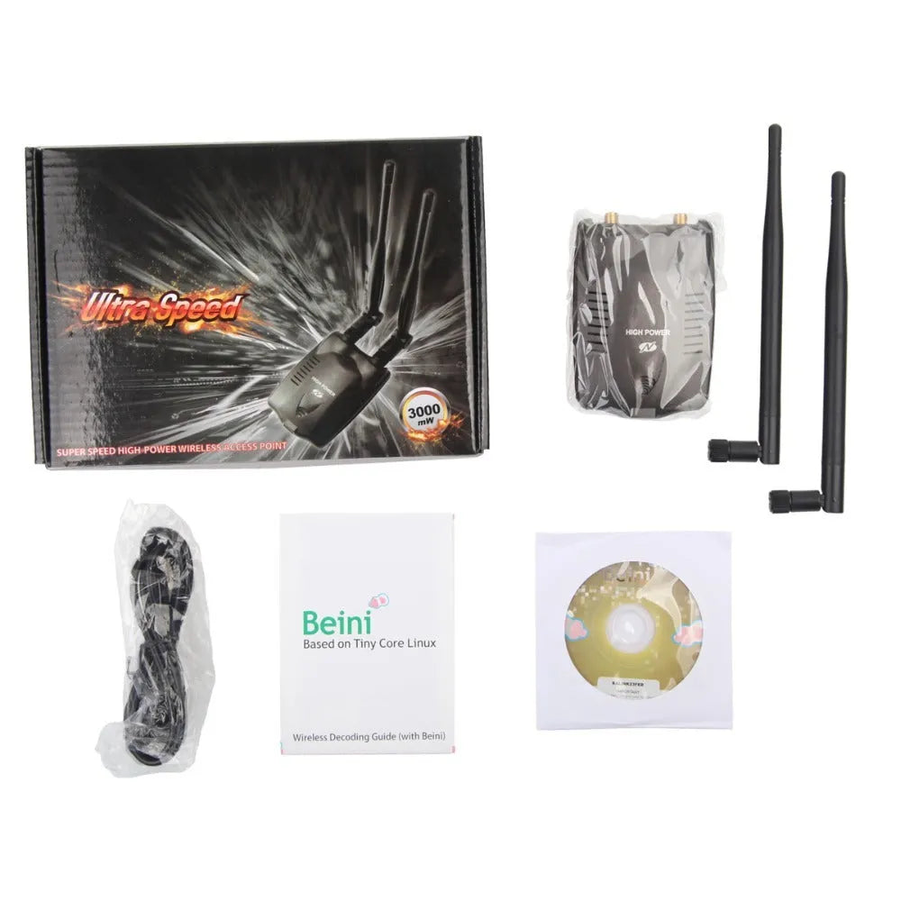 Black 3070L USB Wi-Fi adapter, 300Mbps wireless network card with 802.11b/g/n support