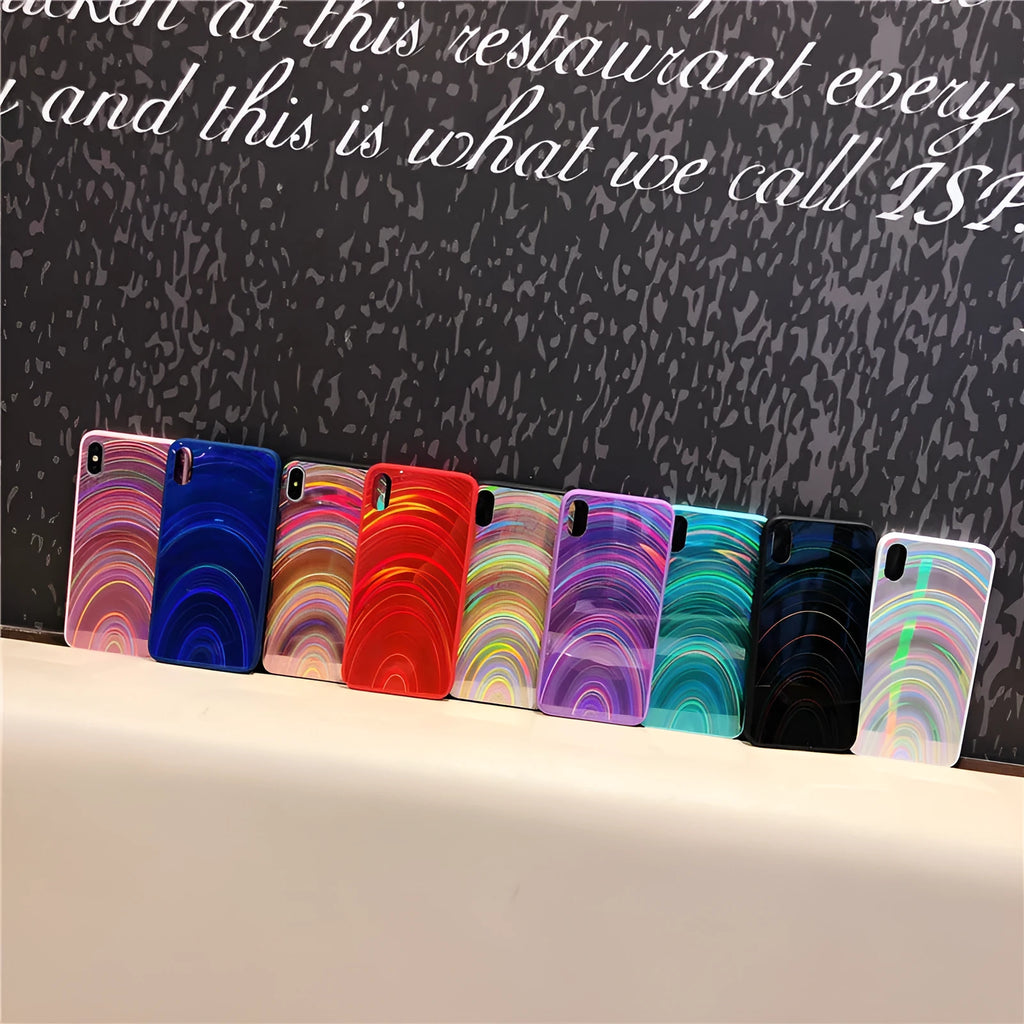Rainbow glitter gradient smartphone back cover case for iPhone and Samsung phones.