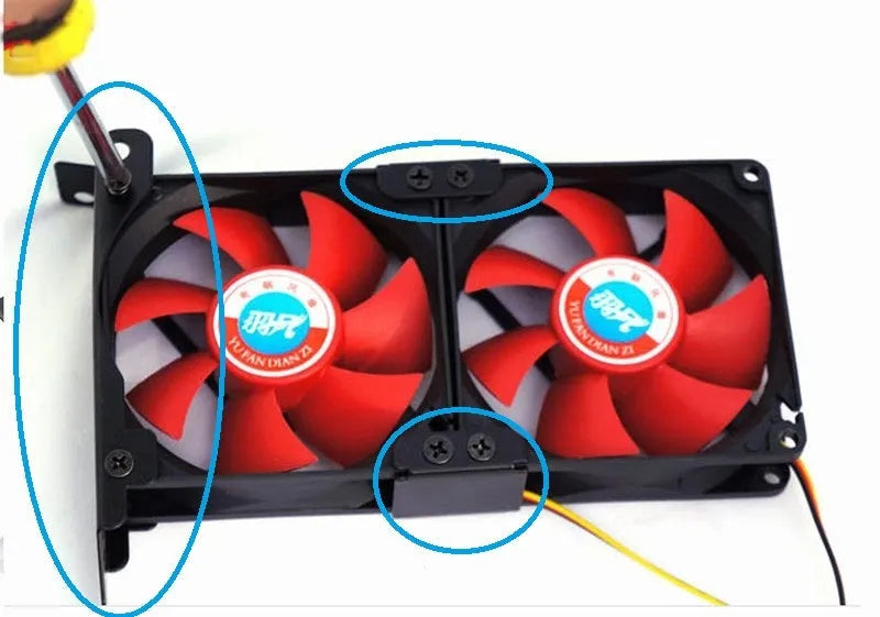 Graphics card cooling fan bracket for mounting 8cm or 9cm case fans to improve GPU temperatures