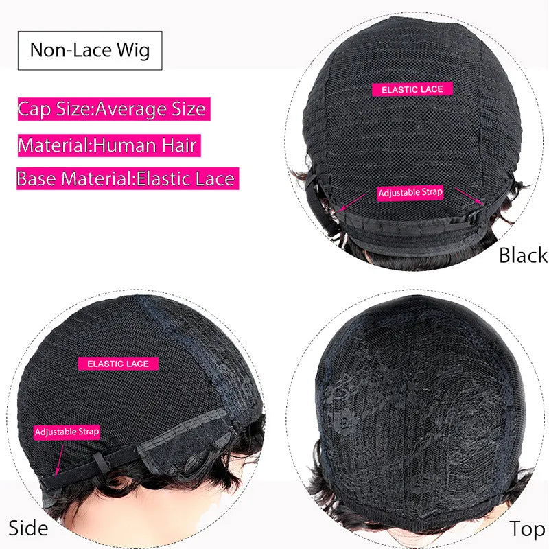 Women's hand-cranked real hair wavy headdress in natural colour, medium-long length, with natural waves and breathable cap