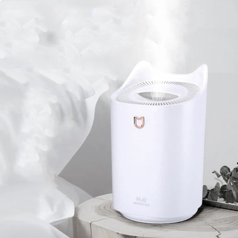 Double spray humidifier and aroma diffuser unit with three mist outlets in Coral Pink colour.