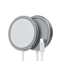 Magnetic wireless charger phone holder for iPhone, 15W fast charge, grey silver or black desk stand