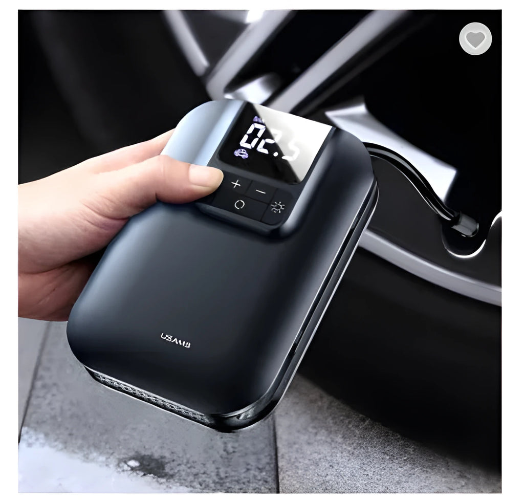 New A7 wireless car air pump with digital display, LED light, and knob trachea