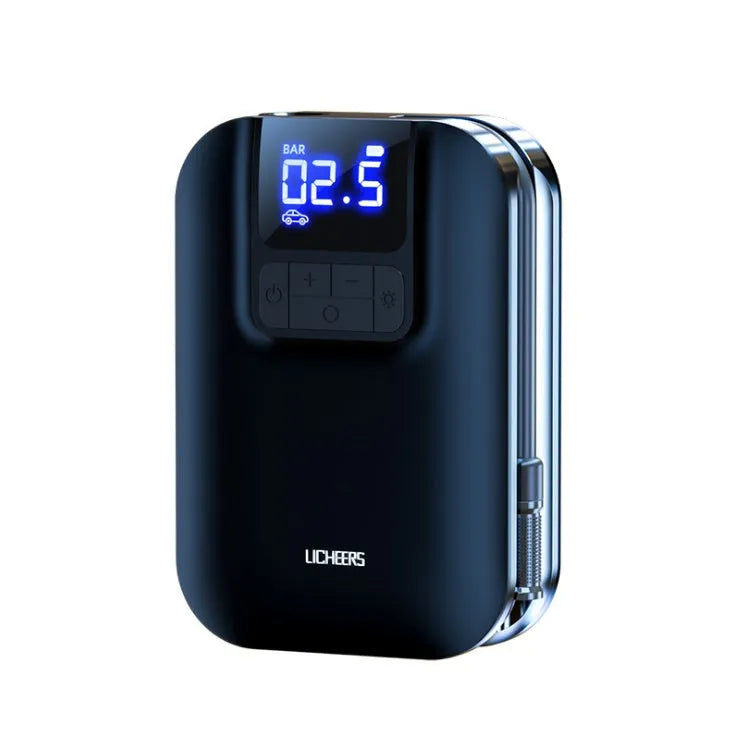 New A7 wireless car air pump with digital display, LED light, and knob trachea