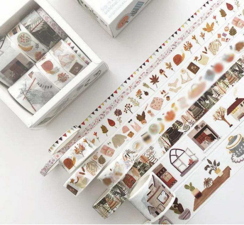 Cane paper gift box set with salt pocket sticker in multiple pattern styles