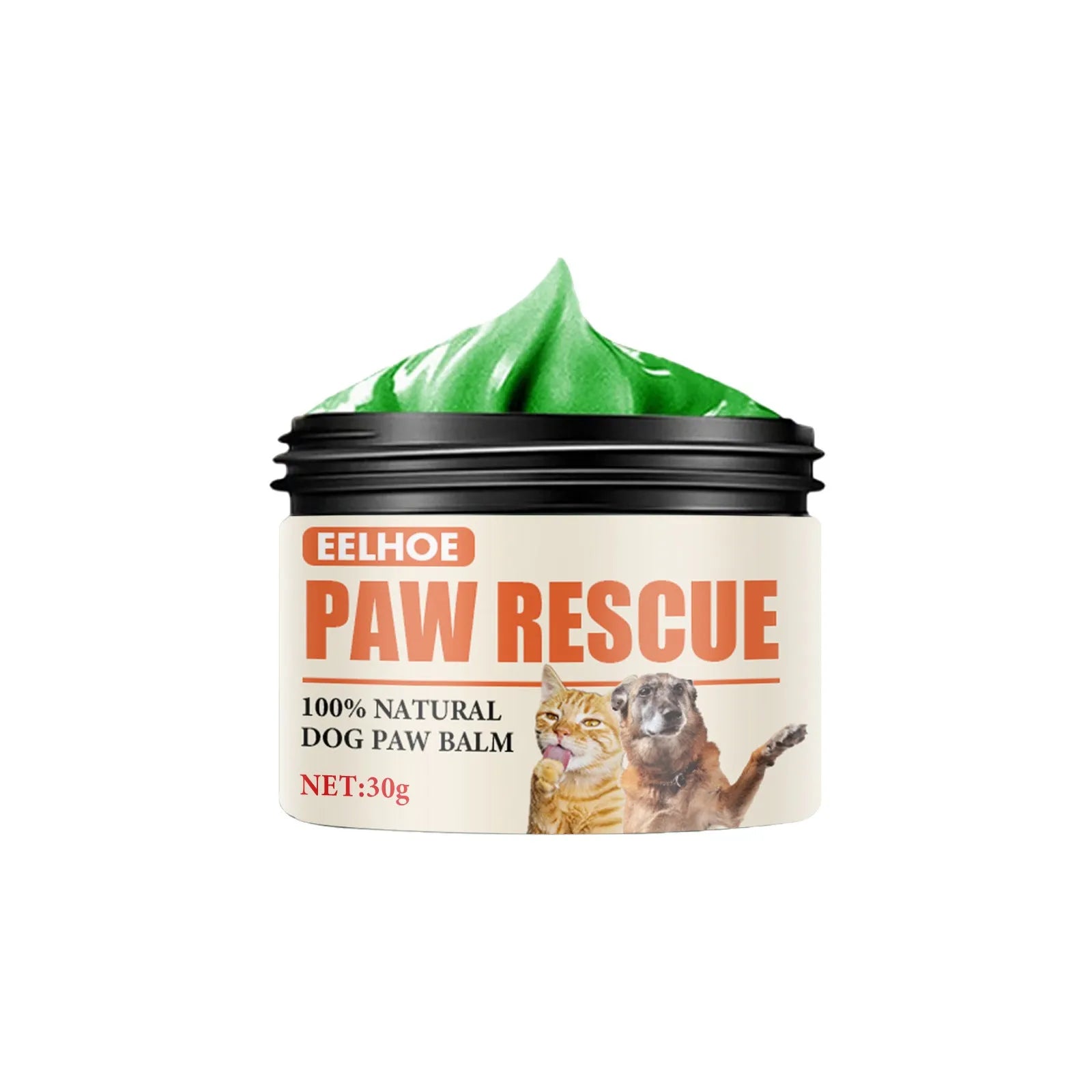 30g can of pet paw care cream with natural oils for dog pad protection