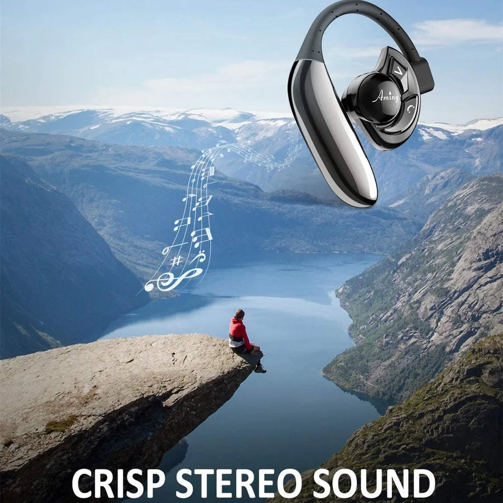 Emini UFO Bluetooth headset hanging ear type single ear wireless in Gun Black with battery display