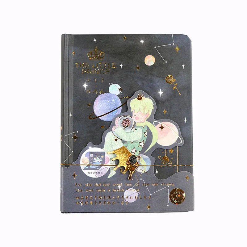 Hardback notebook with The Little Prince cartoon cover illustration in four design options