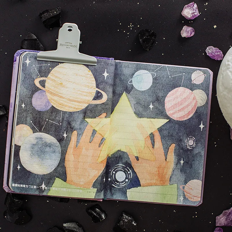 Hardback notebook with The Little Prince cartoon cover illustration in four design options