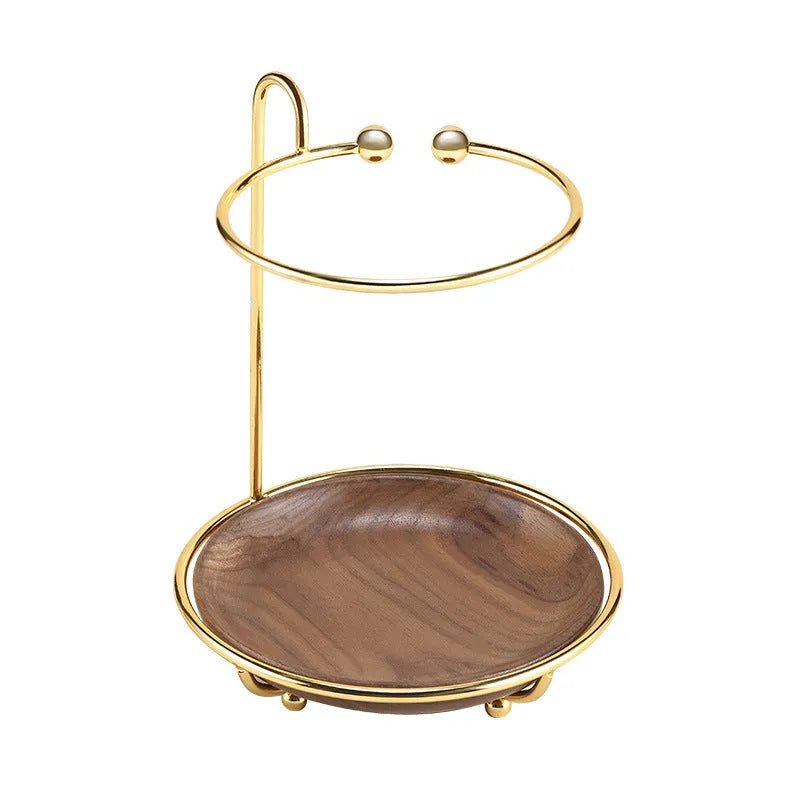 Walnut solid wood tray for storing keys and rings, measuring 21cm wide