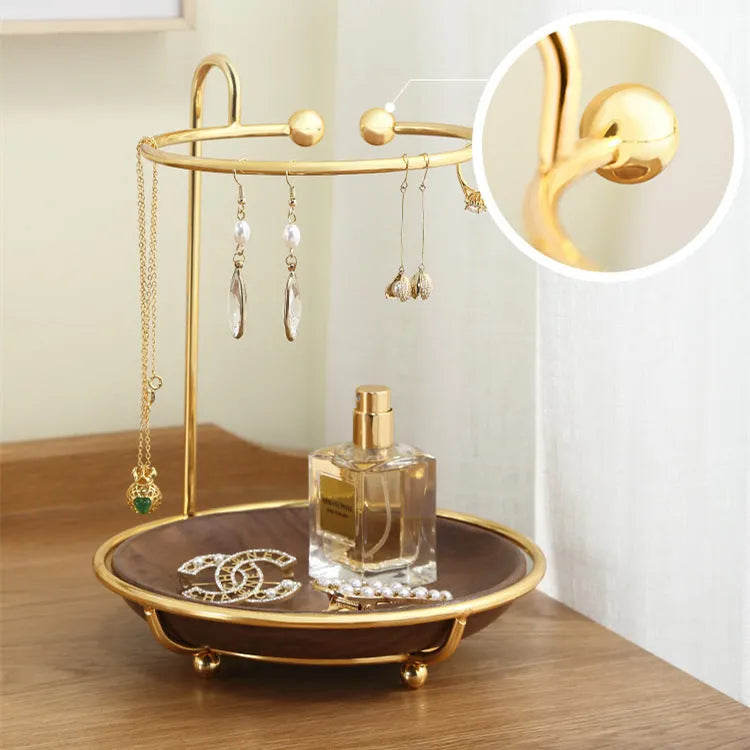 Walnut solid wood tray for storing keys and rings, measuring 21cm wide