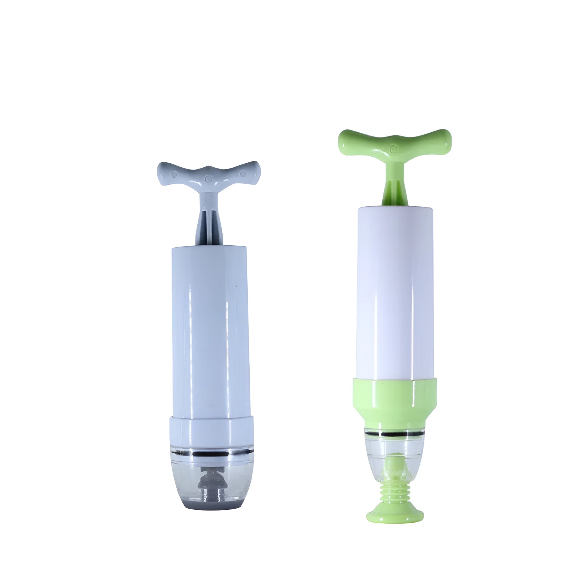 Green and grey manual vacuum compression storage bag with hand pump for space saving