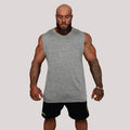 Men's sleeveless fitness vest in black without pattern, loose fit round neck, for outdoor running